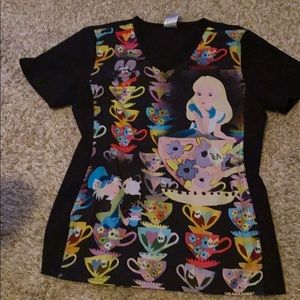 Alice in wonderland scrub top